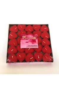 Kırmızı Kalp Tealight Mum 50'li