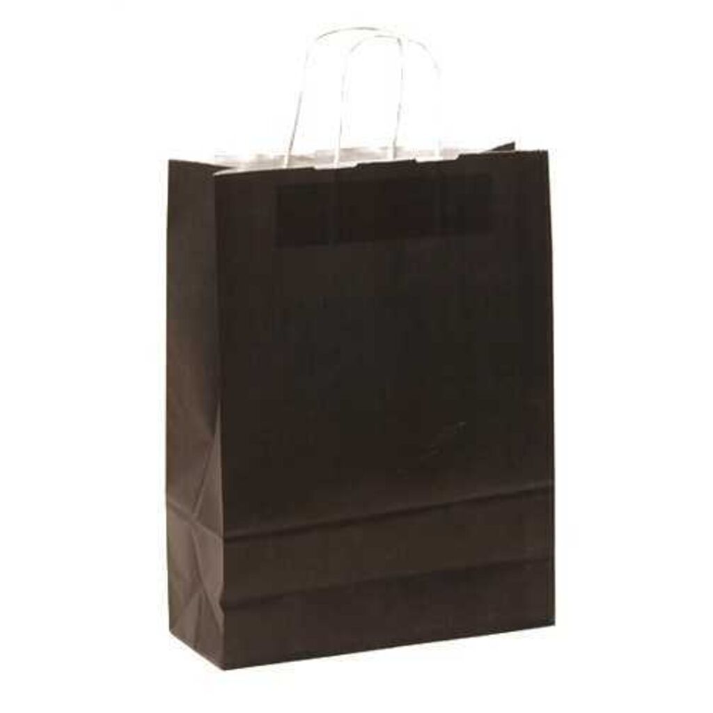 Büküm Saplı Siyah Kağıt Çanta 25X12X31 (25'Li)
