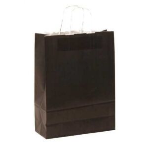Büküm Saplı Siyah Kağıt Çanta 25X12X31 (25'Li)
