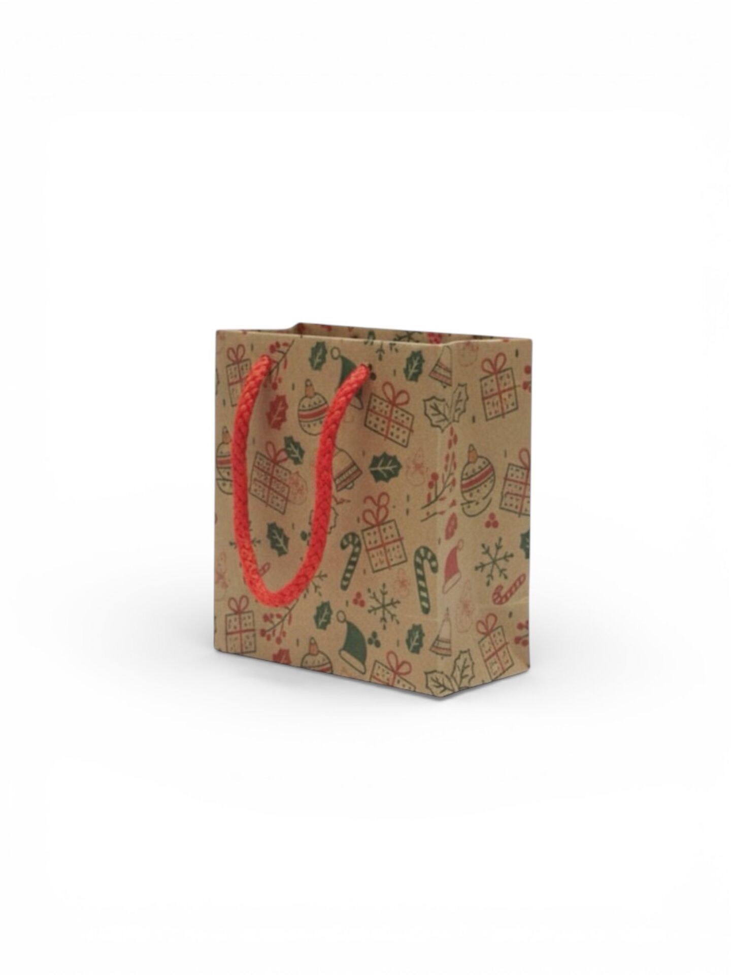 KRAFT KARTON ÇANTA YILBAŞI DESENLİ 11X11