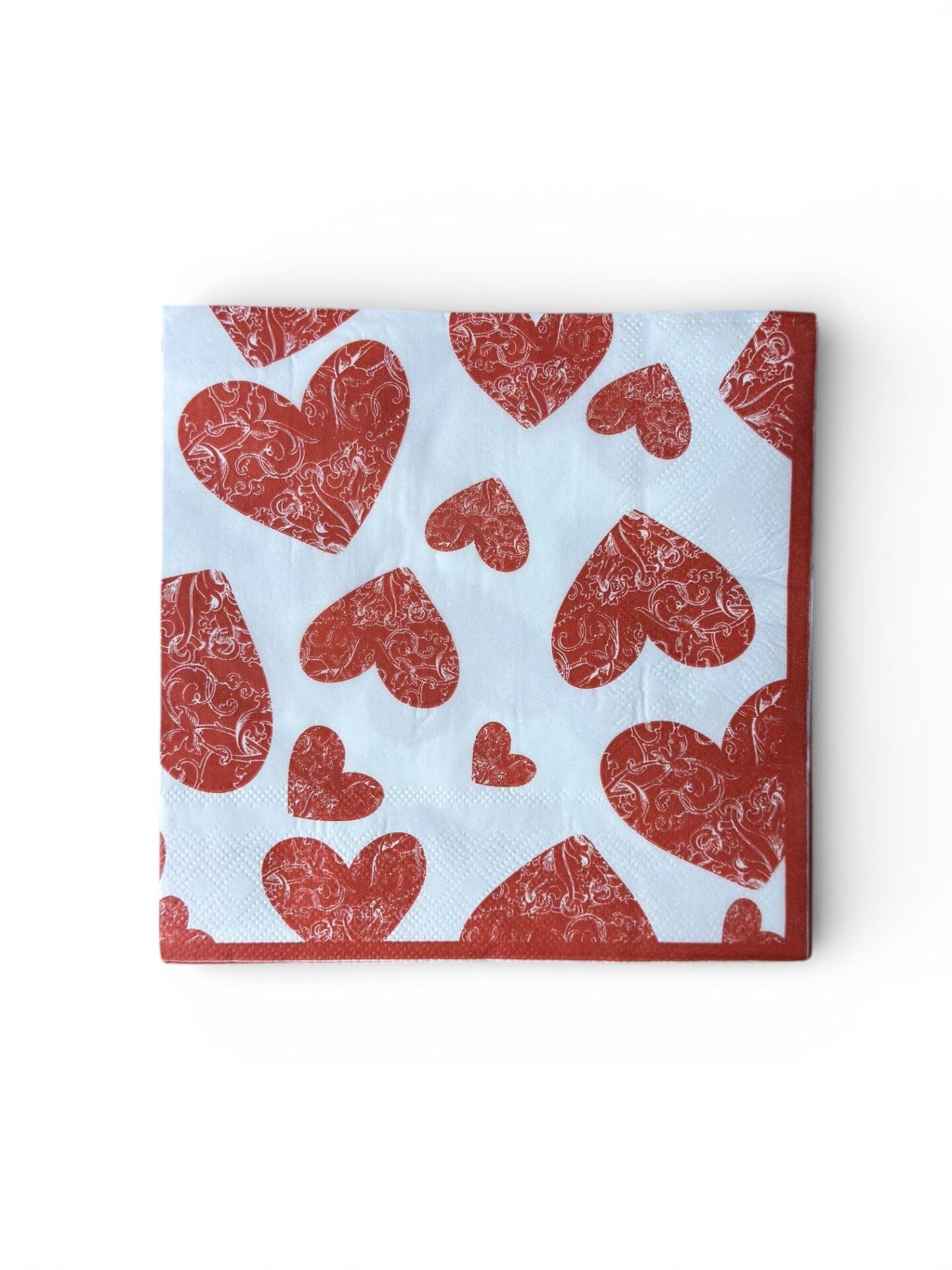 Kırmızı-Beyaz Kalpli Peçete 20'li