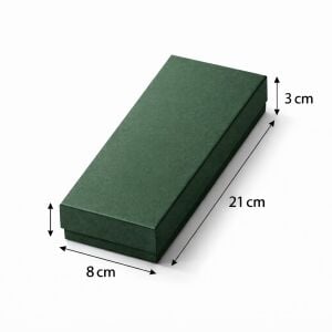 Lüks Kapaklı Hediye Kutusu 21x8x3 cm Yeşil Düz