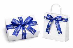 Hayırlı Ramazanlar Yazılı Paketleme Kurdelesi 2.5cmx5mt Lacivert Altın Varaklı