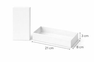 Lüks Kapaklı Hediye Kutusu 21x8x3 cm Beyaz Düz
