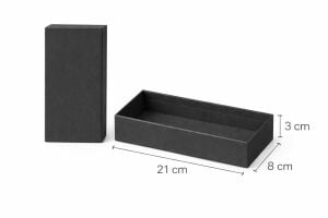 Lüks Kapaklı Hediye Kutusu 21x8x3 cm Siyah Düz