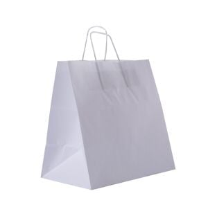 Büküm Saplı Beyaz Kağıt Çanta 33x20x33 cm (25'li)