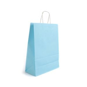 Büküm Saplı Kraft Kağıt Çanta Mavi 20x10x22(25'li)