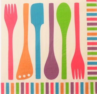 Renkli Çatal Kaşık Peçete