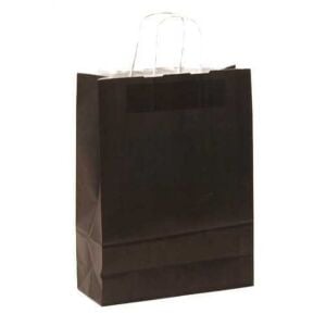 Büküm Saplı  Siyah Kağıt Çanta 25x12x31 (25'li)