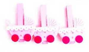 Ahşap Mandal Üzeri Keçe Bebek Arabası Pembe