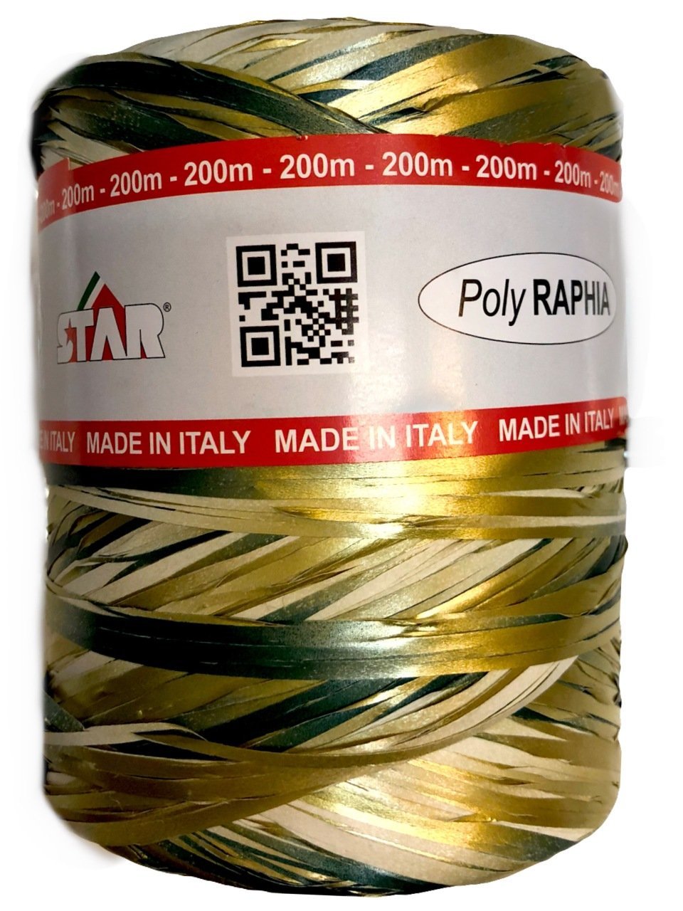 Renkli Doğal Rafya Altın-Yeşil(200mt)